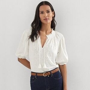Ralph Lauren Linen Embroidered Half Sleeve Tunic